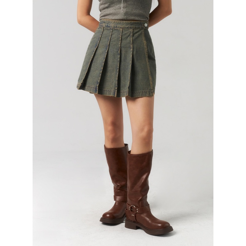 Wrapped Pleated Mini Skirt CU328