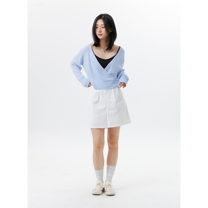 A-Line Basic Mini Skirt OL328|White|Dark beige|Dark green|Black|S/M