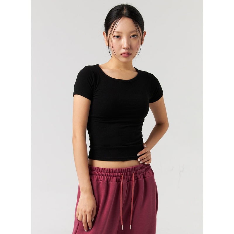 Basic Crewneck Tee CL326|White|Light beige|Light pink|Light purple|Dark blue|Brown|Gray|Black|S/M