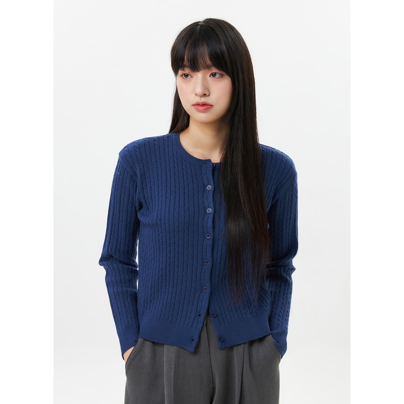 Cable Knit Round Neck Cardigan OS305
