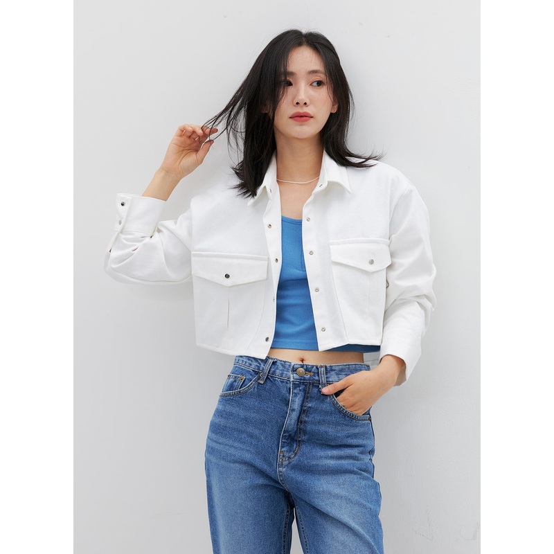 Collared Cotton Crop Jacket OG318