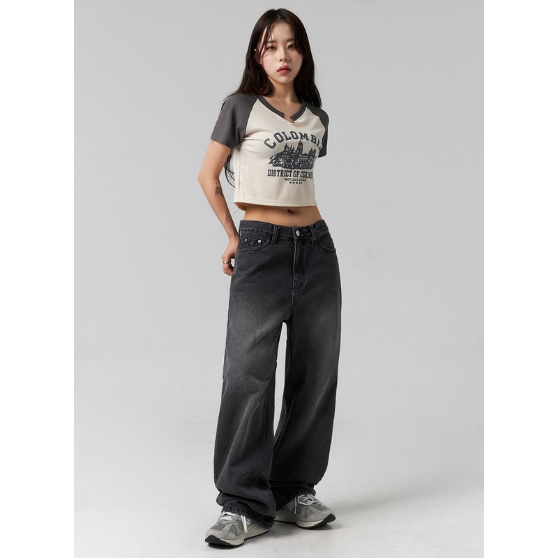 Comfy Wide Leg Jeans CG317|Black|S|M|L
