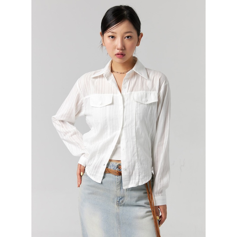 Cotton Collared Long Sleeve Shirt CG329