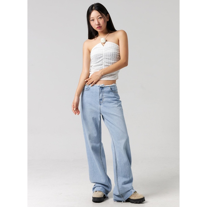 Cut Waist Wide Leg Jeans CG323