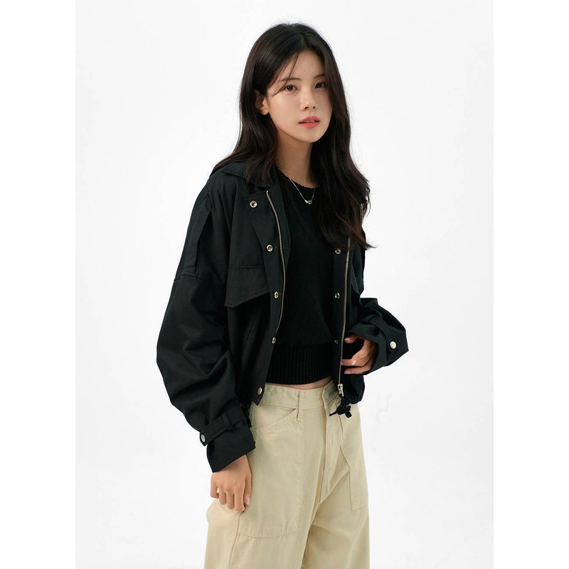 Fall Zip-Up Jacket OG322|Beige|Dark green|Black|S/M