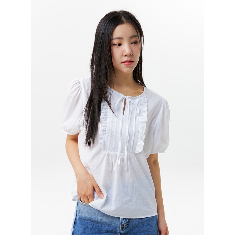 Frill Detail Blouse OG303|White|Beige|Black|S/M