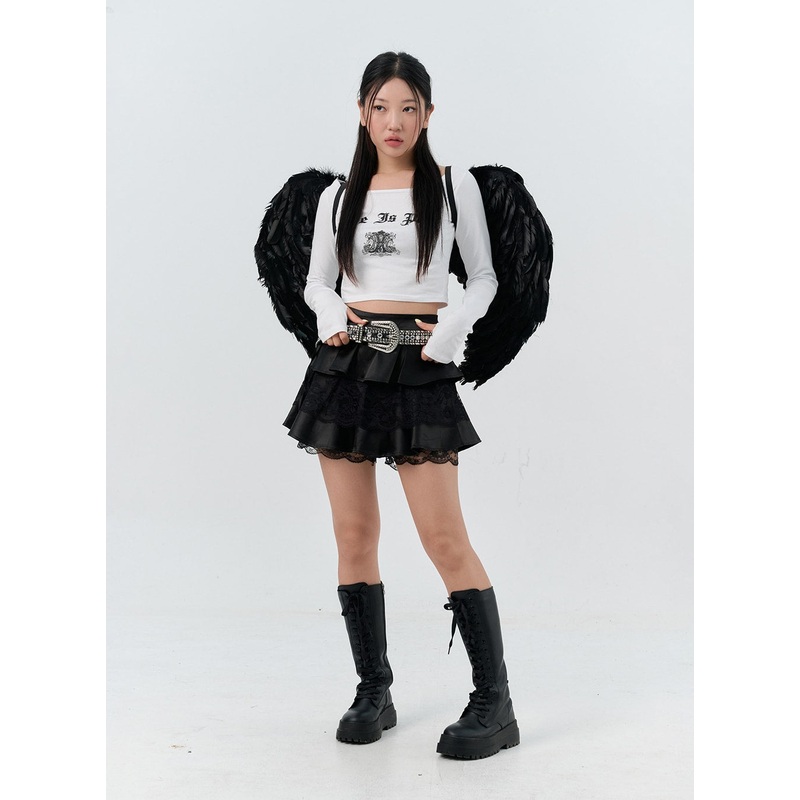 Frilly Lace Tiered Mini Skirt IS306