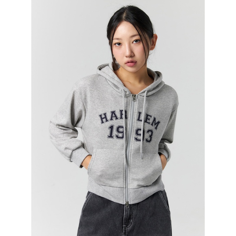 Graphic Zip-Up Hoodie CS303|White|Gray|Dark gray|Black|S/M