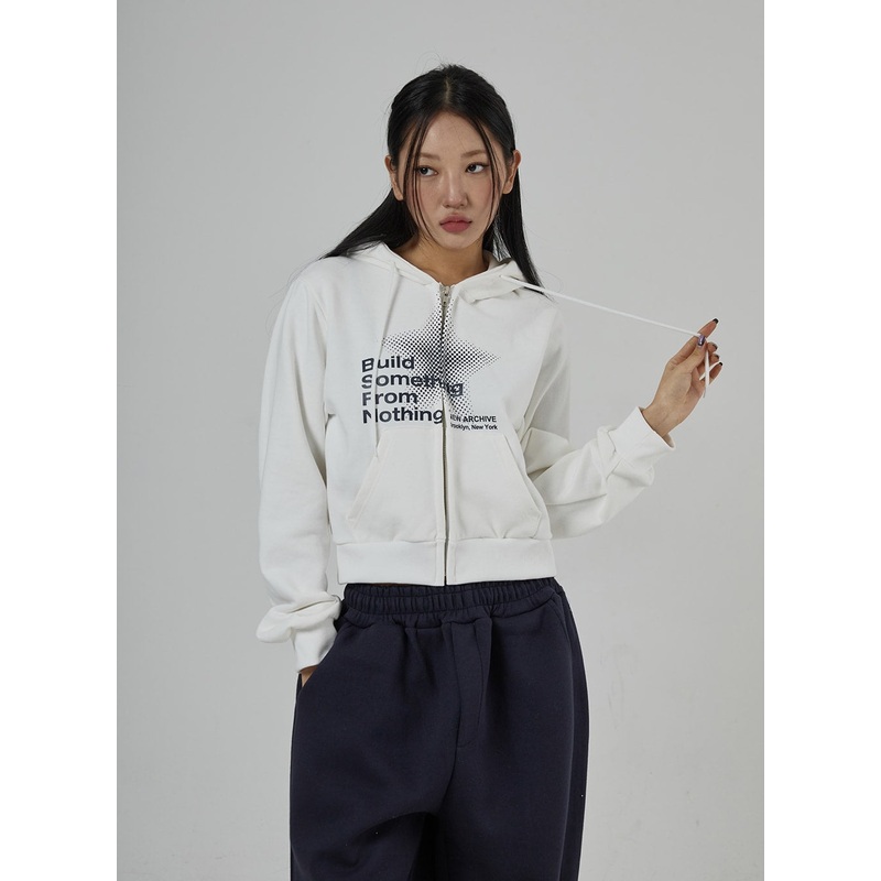 Graphic Zipper Hoodie CD27|White|Dark Beige|Black|S/M