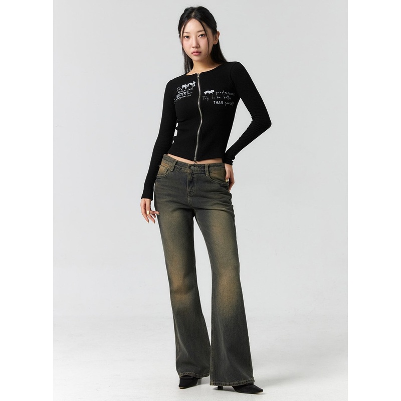 Low Rise Bootcut Jeans CS303|Dark blue|S|M|L