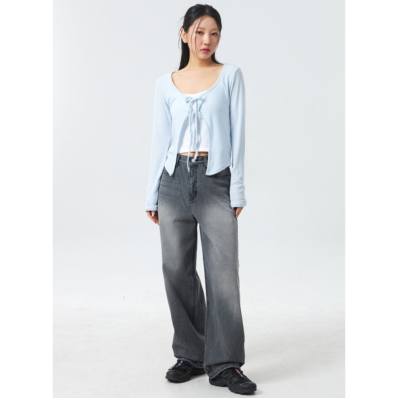 Low Rise Mid-Wash Jeans CM327|Dark gray|S|M|L