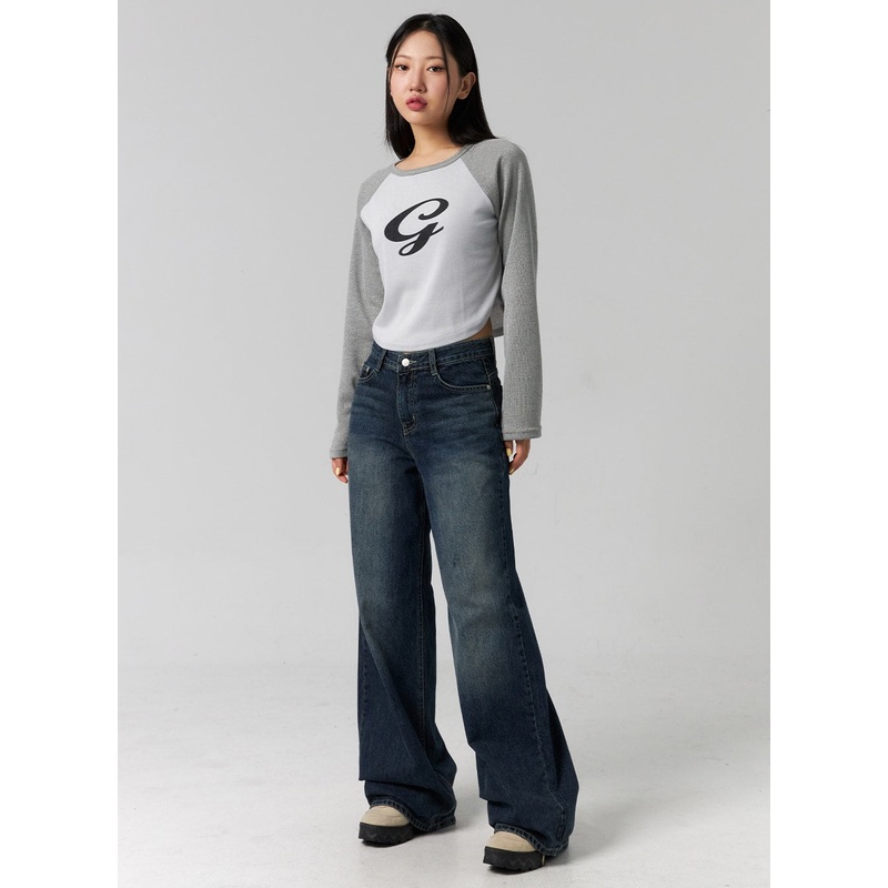 Low Rise Washed Wide Jeans CG315