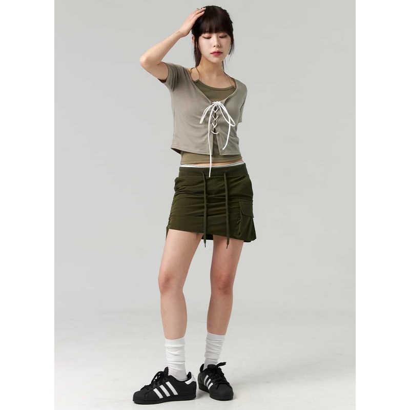 Pocket Mini Sweat Skirt CL324|Dark green|Dark gray|Black|S/M