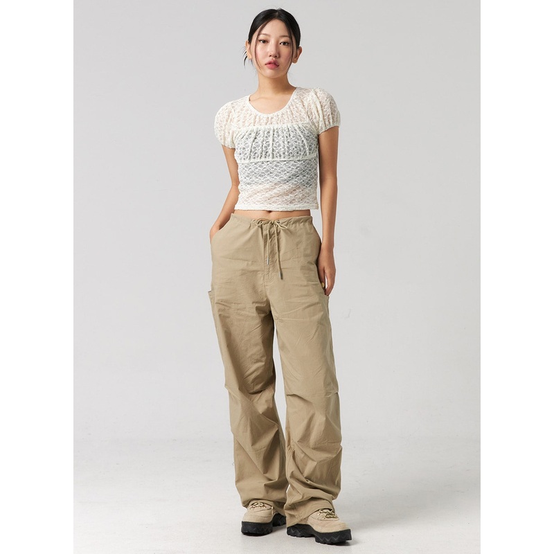 String Detail Wide Pants CG319