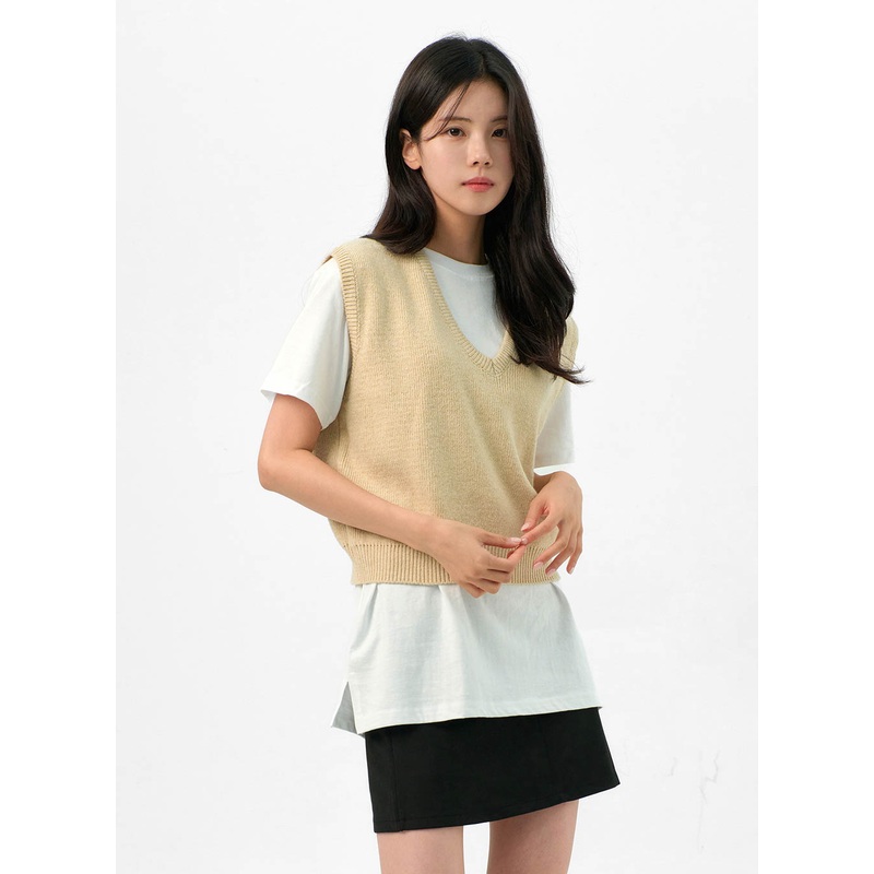 V-Neck Sweater Vest OG323|Beige|Blue|Dark blue|Gray|S/M