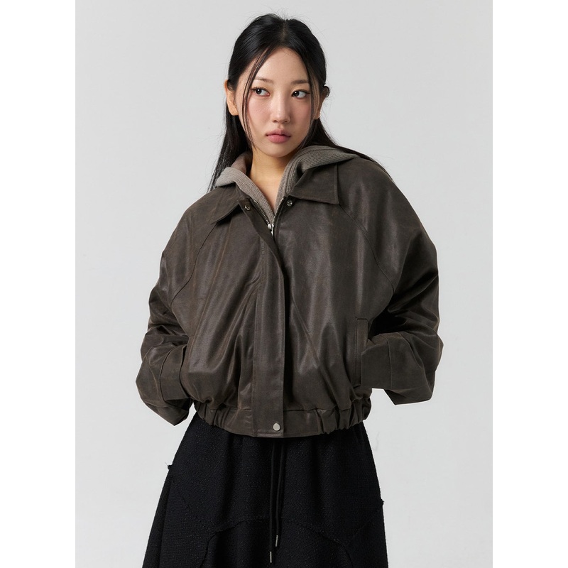Vintage Wash Faux Leather Jacket CS305