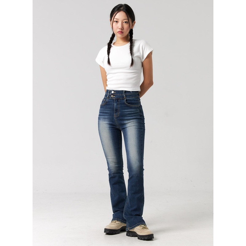 Washed Cotton Bootcut Jeans CG321