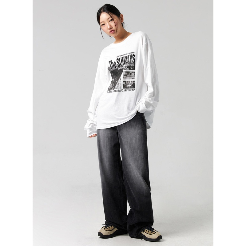 Washed Wide-Leg Jeans CG327|Black|S|M|L|1XL|2XL|3XL
