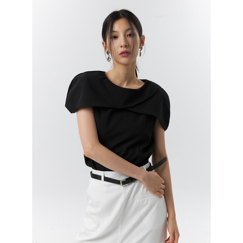 Wide Collar Blouse IL326|White|Pink|Black|S/M