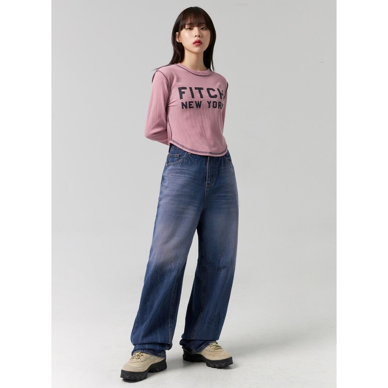 Wide Leg Cotton Jeans CG331|Blue|S|M|L