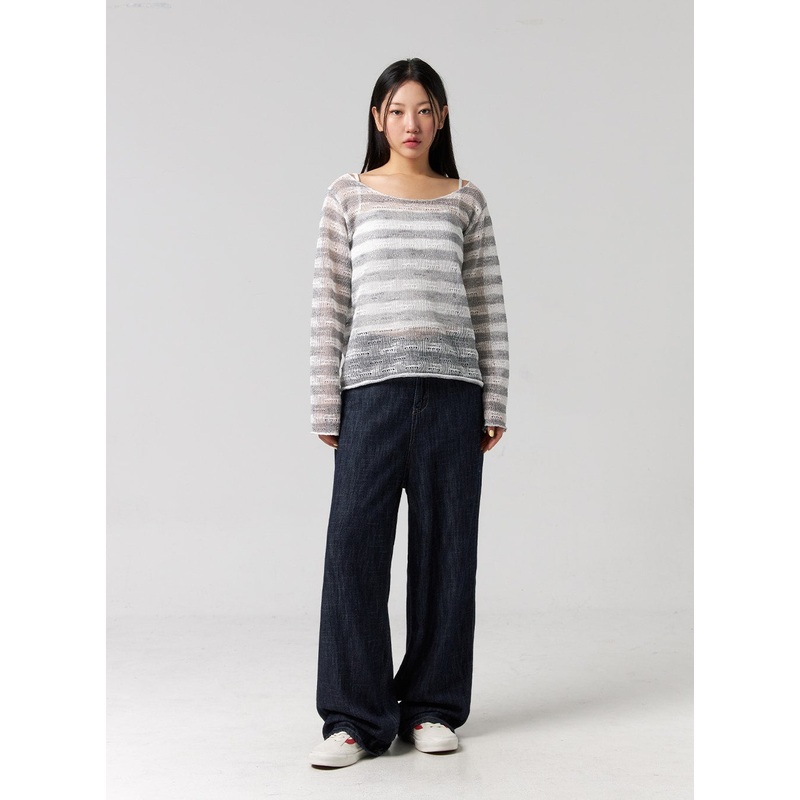 Wide Leg Indigo Jeans CG323|Dark blue|Black|S|M|L