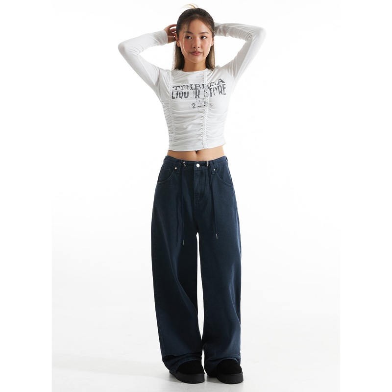 Baggy String Pants CO313|Dark blue|Dark red|S|M|L