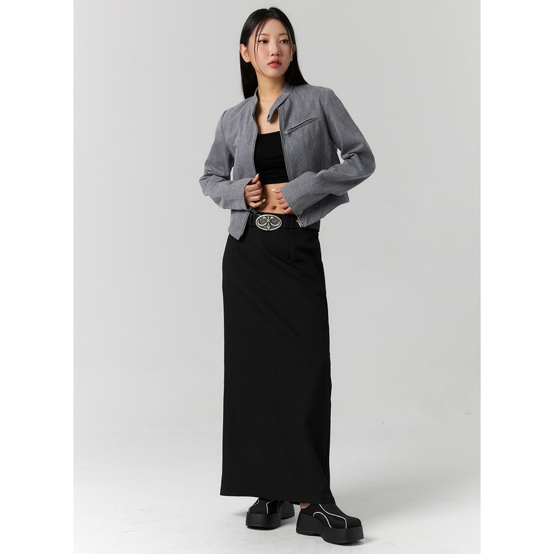 Basic Maxi Skirt CS308|Light beige|Dark green|Dark gray|Black|S|M