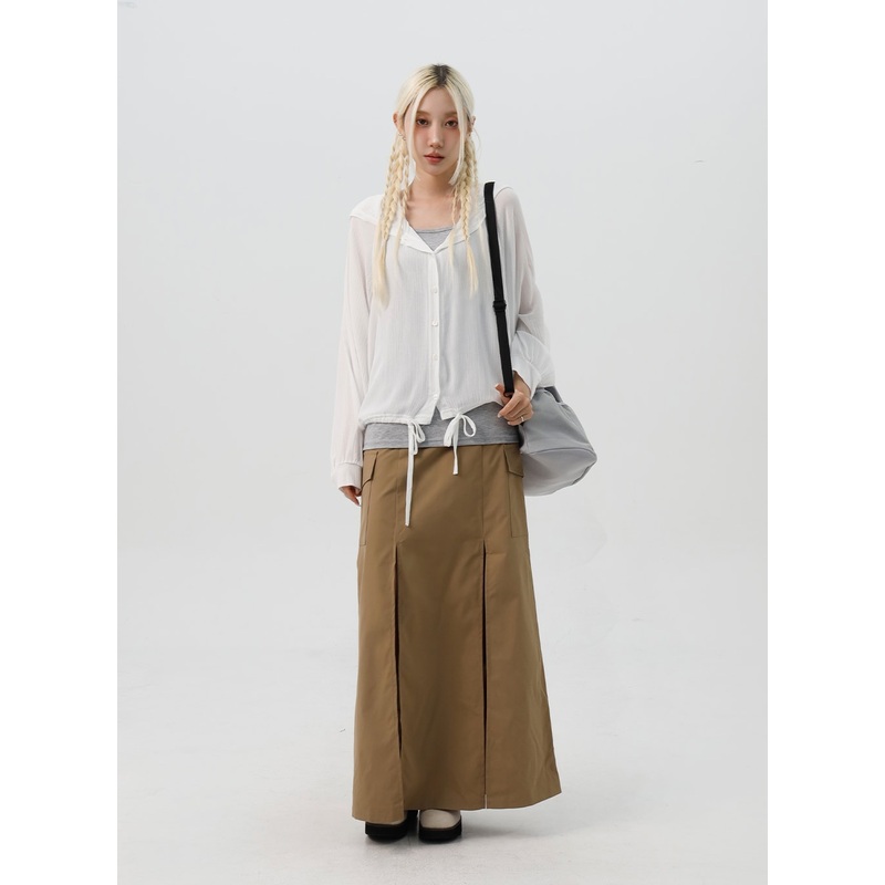Cargo Maxi Skirt IS312|Beige|Dark green|Black|S/M
