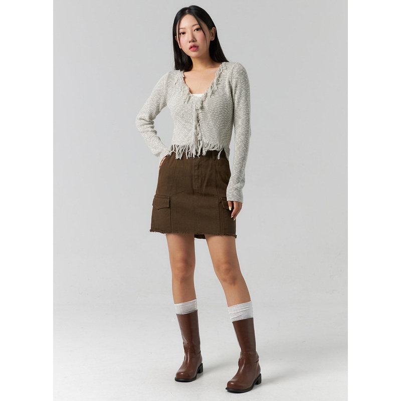 Cargo Mini Skirt CS318|Light beige|Dark brown|Black|S|M|L