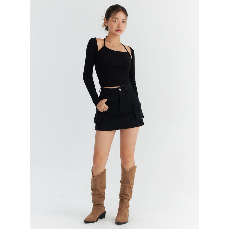 Cargo Pocket Mini Skirt CO313|Black|S|M|L