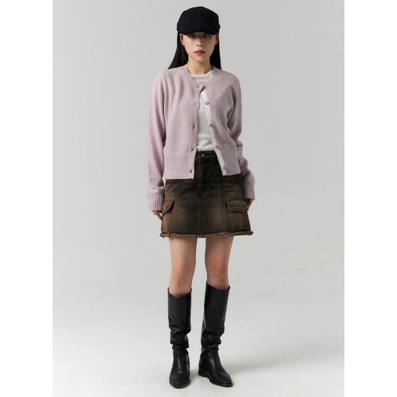 Cargo Washed Denim Mini Skirt CS314