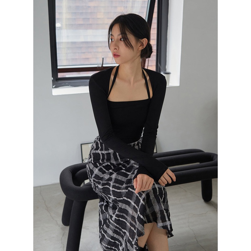 Checked Pattern Maxi Flare Skirt