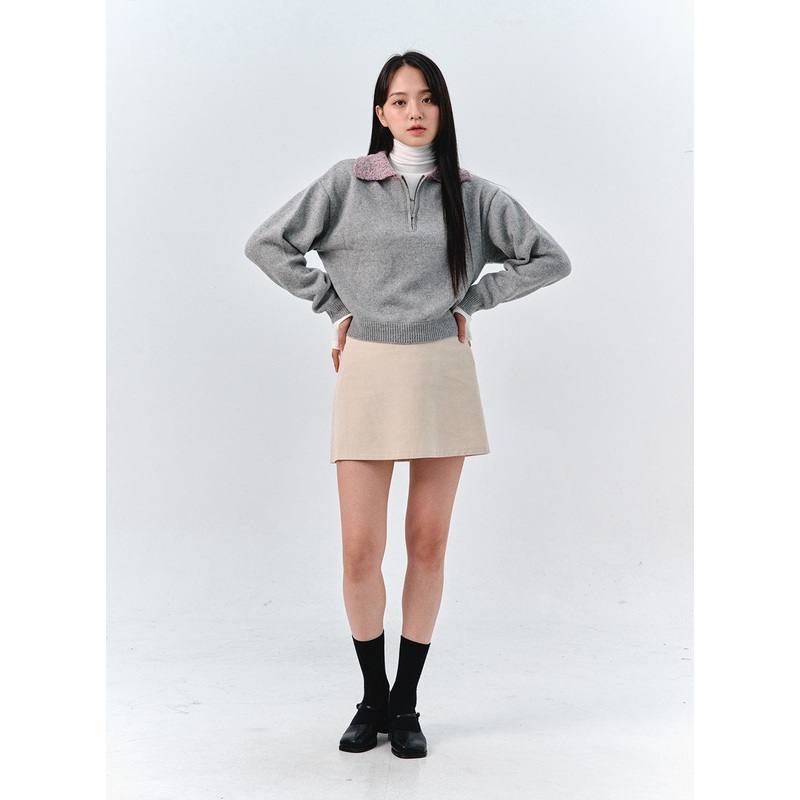 Corduroy Mini Skirt OO312|Light beige|Beige|Yellow|Orange|Black|S/M