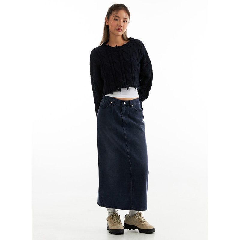 Cotton Bliss Maxi Skirt CO313|Dark blue|Red|S|M|L