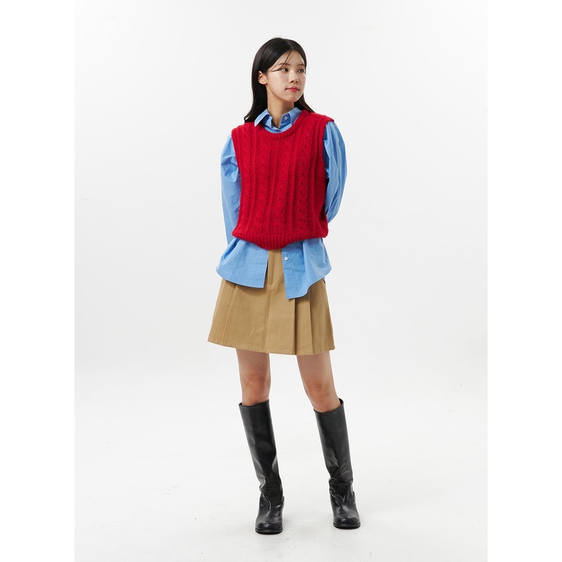 Cotton Pleated Mini Skirt OO312