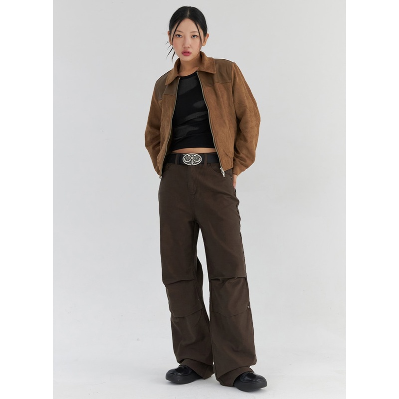 Cotton Wide Fit Pants CS321|Dark brown|White|Dark green|Dark gray|Black|S|M|L