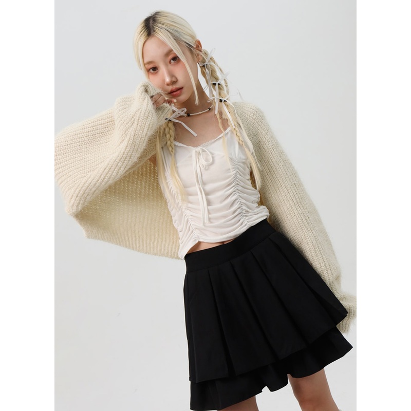 Cozy Knit Bolero IS307|Light beige|Dark green|Dark blue|Grey|Dark grey|S/M