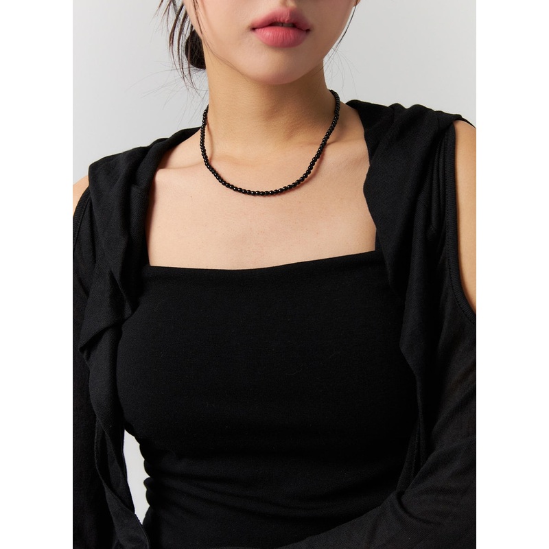 Dainty Beads Necklace CS320|Black|Black(3mm)|Black(4mm)|Black(6mm)