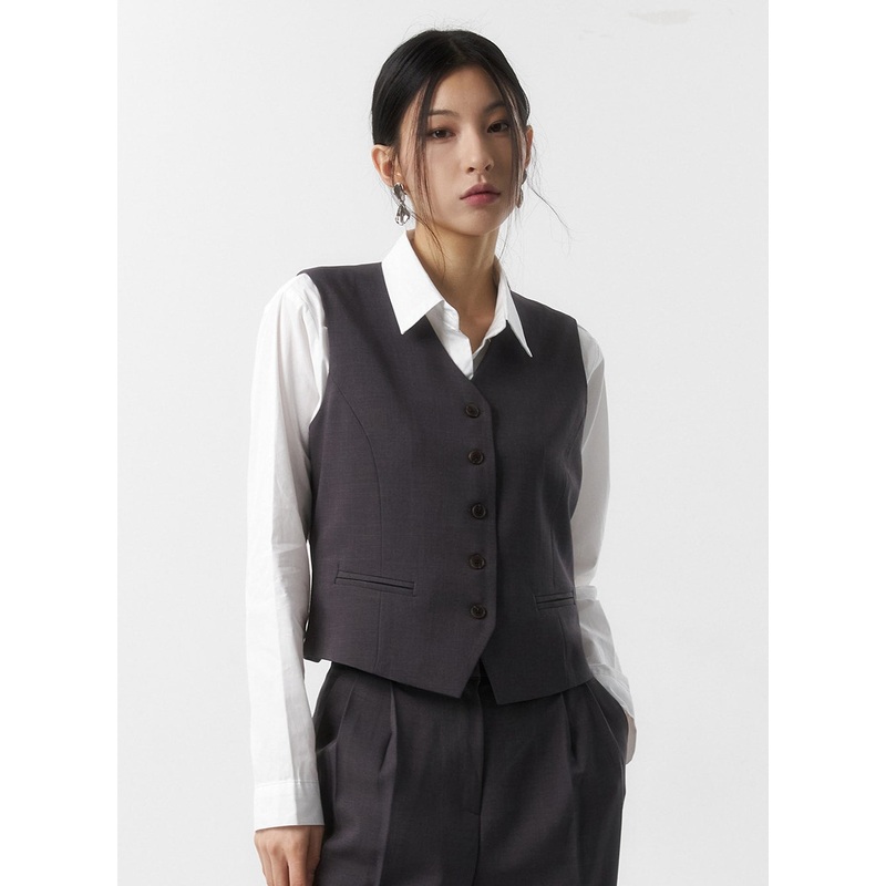 Formal Button Vest IS315|Light beige|Dark gray|Black|S/M