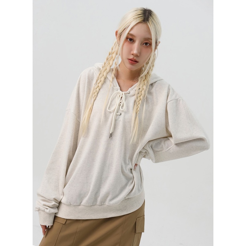Front Tie Hooded Sweatshirt IS312