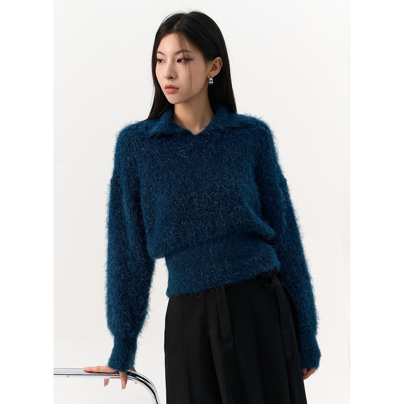 Fuzzy Knit Collar Sweater IO320