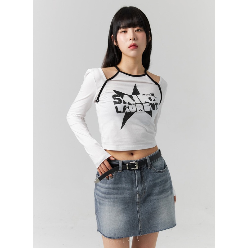 Graphic Cut-Out Crop Top CS314