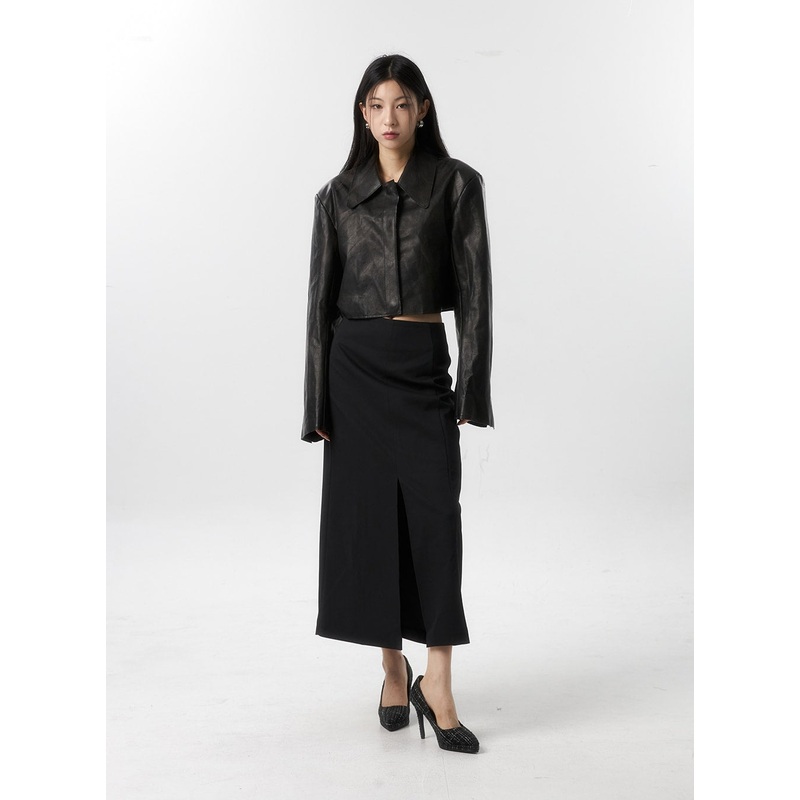 H Line Maxi Skirt IS315|Dark gray|Black|S|M