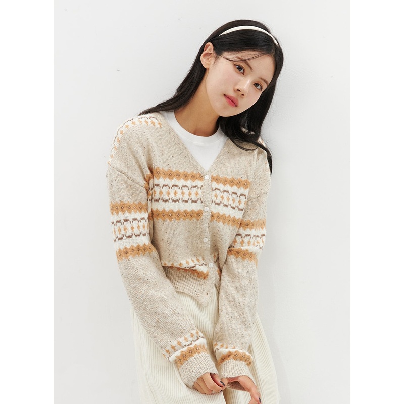 Jacquard Knit Button Cardigan OO312