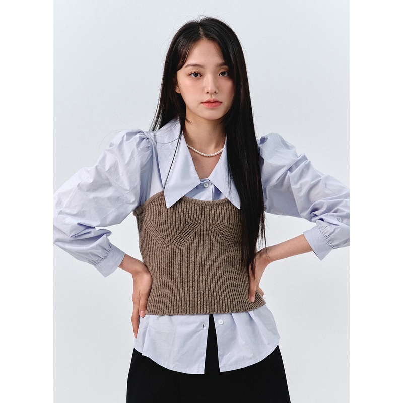 Knit Sleeveless Top OO316|Brown|Light beige|Gray|Black|S/M