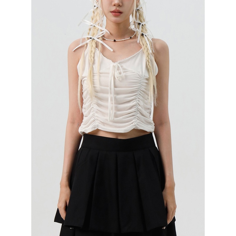 Lace Crop Camisole IS307|White|Light pink|Black|S/M