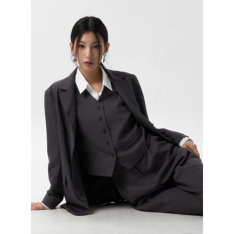 Loose Fit Blazer IS315|Light beige|Dark gray|Black|S/M