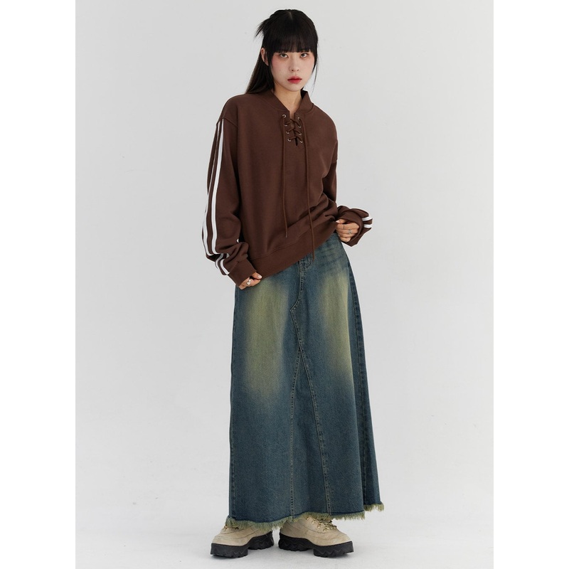 Maxi Wide Denim Skirt CS327|Blue|Dark blue|Dark gray|S|M|L