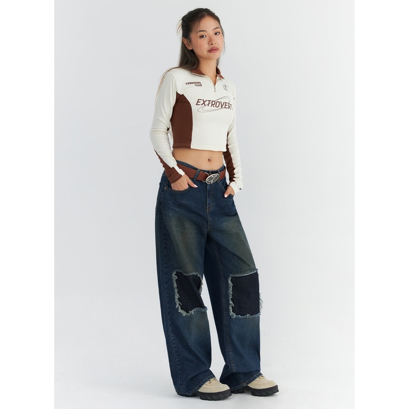 Patchwork Wide-Leg Jeans CO313