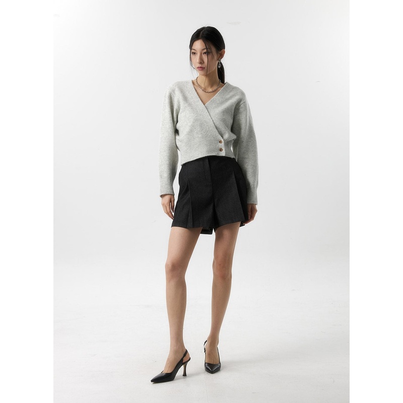 Pintuck Denim Shorts IS315|Dark blue|Black|S/M
